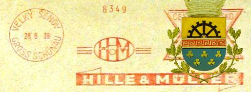 Hille a Müller poštovní razítko 28.6.1938