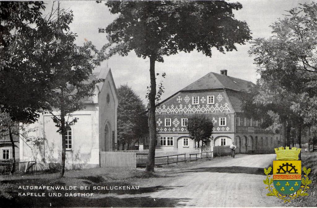 Altgrafenwalde, kaplička a hospoda.