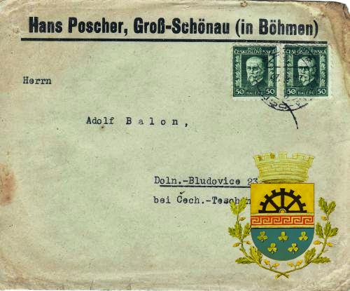 firemní obálka Hans Poscher prošlá 1937