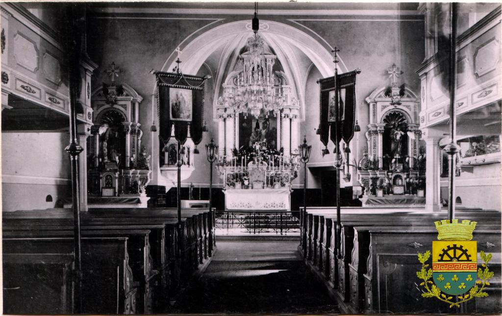 Interiér kostela sv. Bartoloměje ve Velkém Šenově foto 1930
