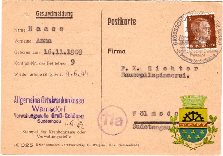 razítko Gross Schönau 1944