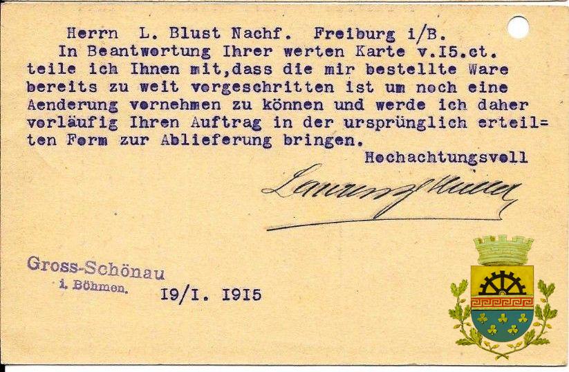 razítko Lanrenz Muller podpis 19.1.1915