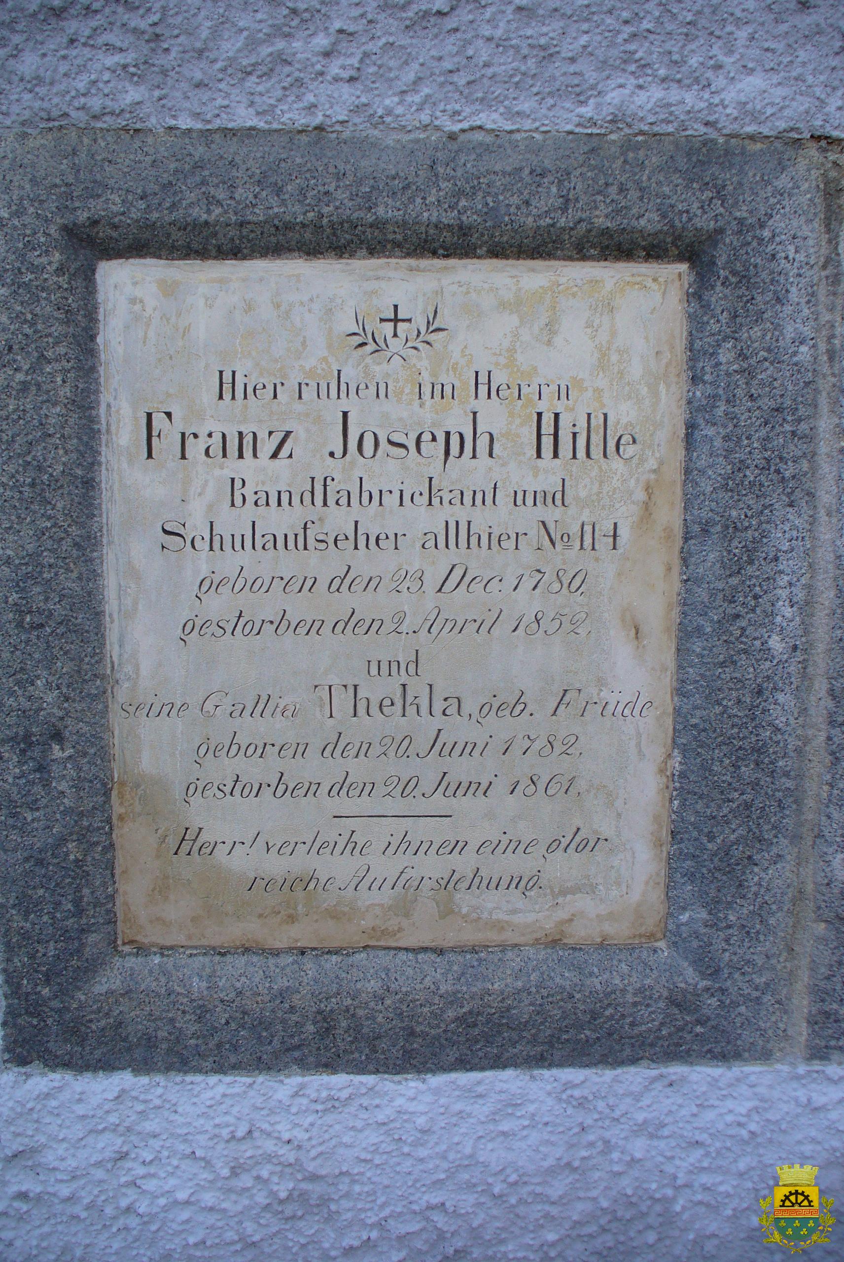 Franz Josef Hille, deska na kostele