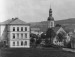 Malá škola a kostel. foto před 1892